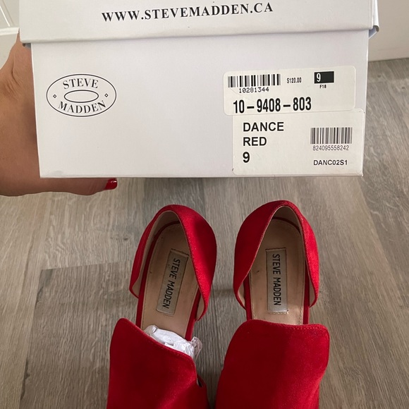 Steve Madden Dance Heels | Red Suede - Picture 5 of 6